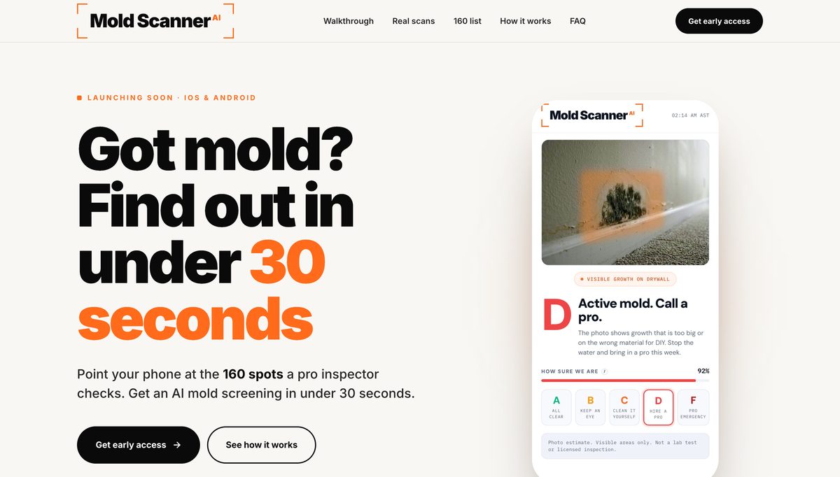 Mold Scanner website designed by Tested Media