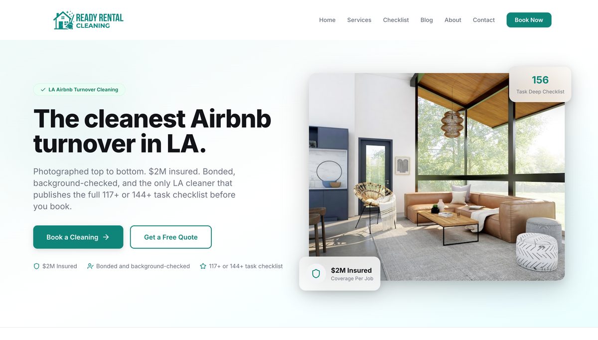 Ready Rental Cleaning website designed by Tested Media