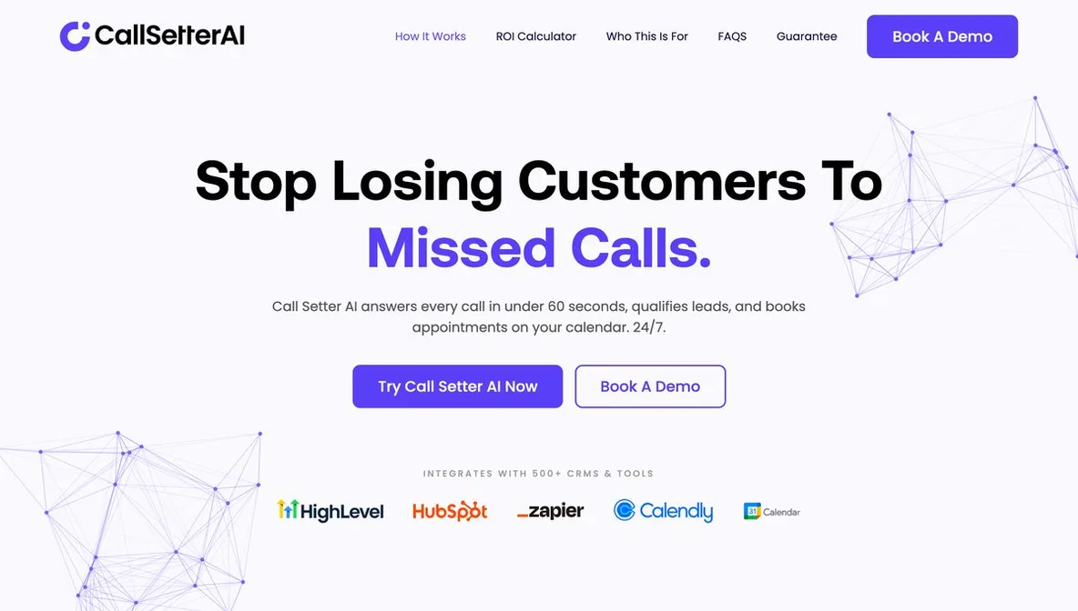 CallSetter AI website built by Tested Media, SEO company serving St. Petersburg